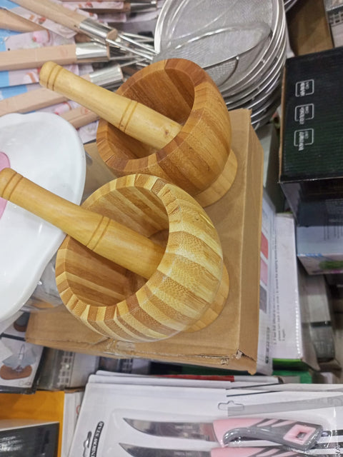 01 Set Wooden Pestle and Mortar For Crushing | Woden chattu watta for Grinding Nuts Dates and other Ingredients 