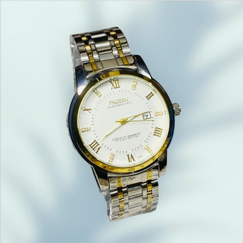 FNGEEN 2081 Stainless Steel Stylish Men Quartz Watch Two tone Chain style strap