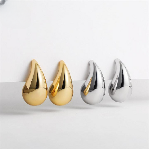 Chunky Dome Drop Earrings for Women Glossy Thick Teardrop Earrings Dupes Lightweight Hoops