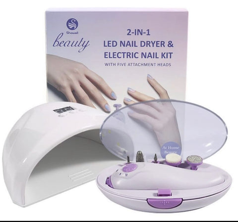 2 in 1 LED Nail Dryer and  Electric Nail Kit | Nail Dryer LED Lamp and Manicure LED Nail Dryer &amp; Electric Nail Kit With Five Attachments Heads