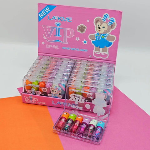 6 Pcs Cute Bear Changing Lip Gloss Set Moisturizing Magic Tint Liquid Lipstick | Royal Lipstics (Random Color)