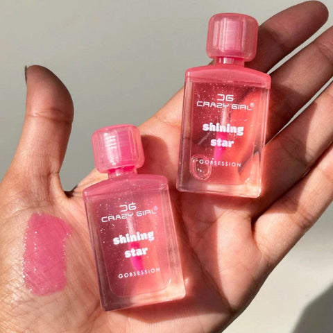 Crazy Girl - Bottle Shape Tinted Jelly Lip Oil | Moisturizing tinted lip gloss (Pink Shade)