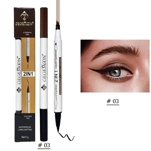 1Pc Gegemoon 1Pcs Waterproof 2 In 1 Long Lasting Liquid Eyeliner &amp; Liquid Eyebrow Pencil