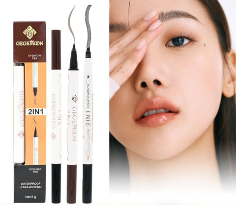 1Pc Gegemoon 1Pcs Waterproof 2 In 1 Long Lasting Liquid Eyeliner &amp; Liquid Eyebrow Pencil