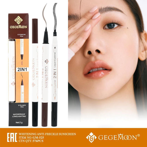 1Pc Gegemoon 1Pcs Waterproof 2 In 1 Long Lasting Liquid Eyeliner &amp; Liquid Eyebrow Pencil