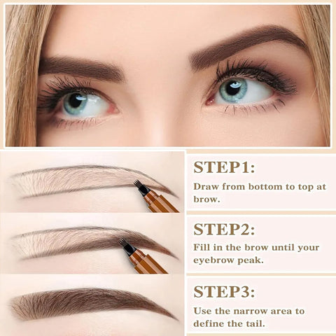 ( Tattoo brow) 4 Points Tip Tattoo Pen | 4 Tip Tattoo Eyebrow Pen | Eyebrow Pencil Creates Natural Makeup Effect