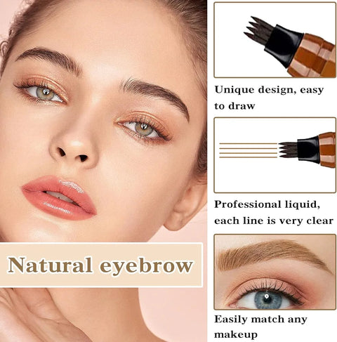 ( Tattoo brow) 4 Points Tip Tattoo Pen | 4 Tip Tattoo Eyebrow Pen | Eyebrow Pencil Creates Natural Makeup Effect