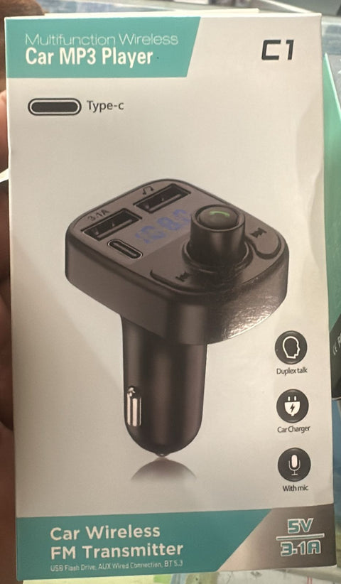 C1 - Car Mp3 Player | Car Wireless FM Transmitter | Car Mp3 Modulator | Car Accessories ( Random Color )