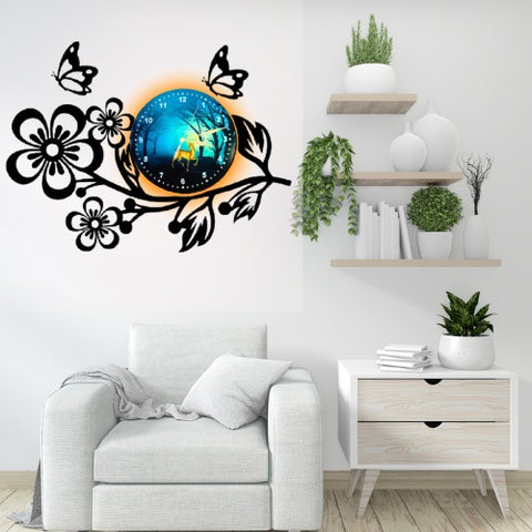 3D Wooden Flower Clock With Esthetic Dial Wall Clock | Best Quality Wall Clock For Home Decor | Home Decor Clock 25 inch