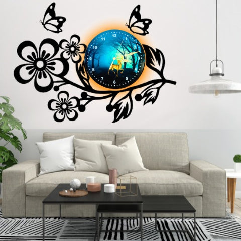 3D Wooden Flower Clock With Esthetic Dial Wall Clock | Best Quality Wall Clock For Home Decor | Home Decor Clock 25 inch