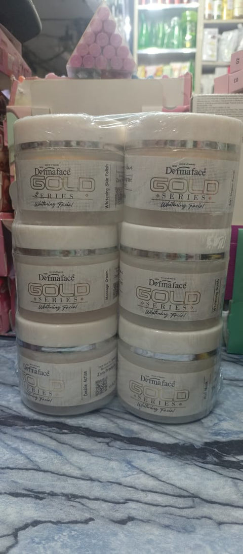 Derma Face Gold Series Whitening Facial 6 steps Whitening And Glowing Facial Kit