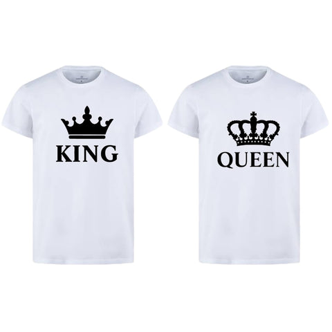 Combo Of King &amp; Queen Style White T-Shirt with Cute Design - King &amp; Queen Design T-Shirts  – Best Quality T-Shirts For Girls | T-Shirt For Women - T-Shirt For Boy | T-Shirt For Men | Queen T-Shirts  | King Design T-Shirt