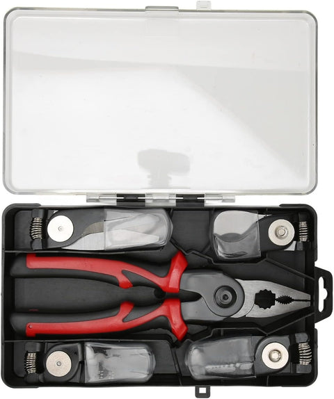 5 in 1 Portable Tool Steel Wire Cutters, 5 Replaceable Heads, Anti Slip TPR Handle, Combination Pliers for Leather Plastic Thin Metal Cutting, Bending, Trimming