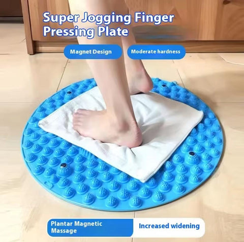 Circular jogging finger press board, foot massage foot pad, adult toe press board, meridian through soft silicone pedal board (Blue)
