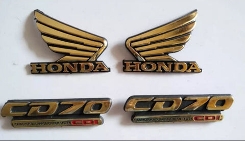4-Piece Tenki &amp; Tappa Monogram Set for CD70 – Universal Honda Style Badges | Best Quality Mono Set 