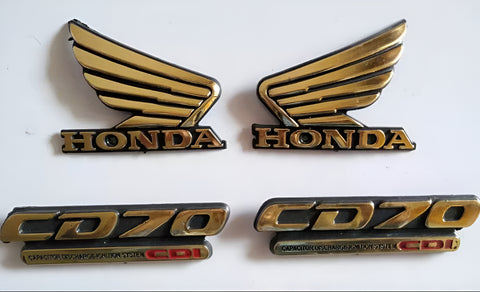 4-Piece Tenki &amp; Tappa Monogram Set for CD70 – Universal Honda Style Badges | Best Quality Mono Set 