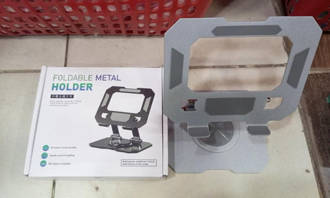 360° Rotating Metal Tablet &amp; Mobile - Adjustable, Foldable, and Portable Desk Mount with Cooling Design for Phones, Tablets, and Small Devices, Device Cooling Stand | Stainless Steel Stand, Tablet Holder Stand - Random Color