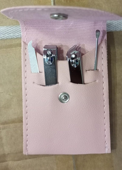 4 in 1 Professional Manicure Set 4-Piece Stainless Steel Nail Care Kit – Nail Clippers, Cuticle Nippers, Nail File &amp; Spoon Pusher – Unscented, No Batteries Needed, Non-Electric Tools for Nail Techs &amp; Home Use - Random Color