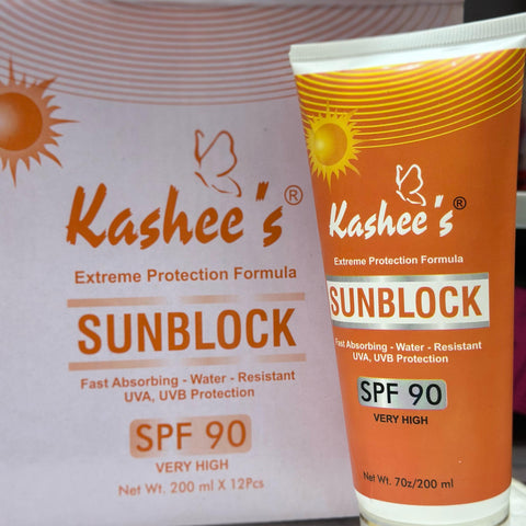 1 Pc Kashee’s Sunblock SPF 90 – Extreme Protection Formula | Fast Absorbing Water Resistant UVA, UVB Protection 200ml