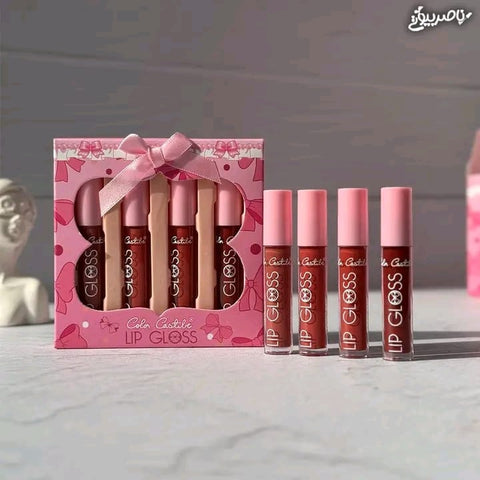 4-Piece Color Castle Bow Lip Gloss Set – Cute Bow Design, Vibrant Shades, Smooth &amp; Glossy Finish