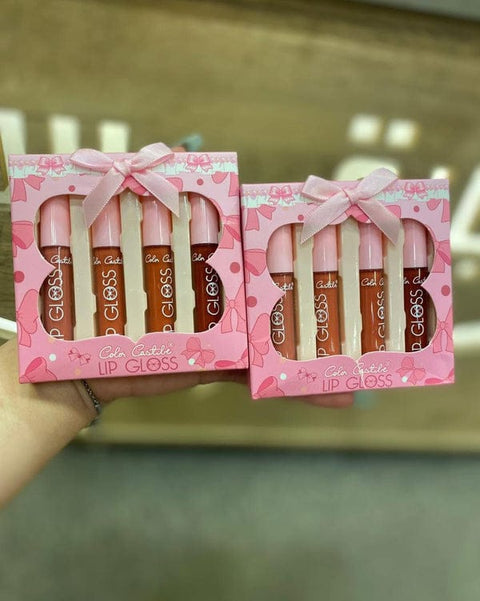 4-Piece Color Castle Bow Lip Gloss Set – Cute Bow Design, Vibrant Shades, Smooth &amp; Glossy Finish