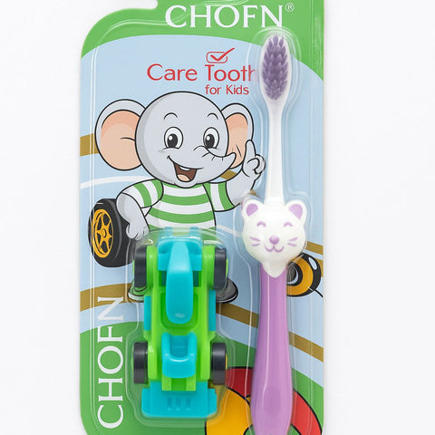 CHOFN Kids Toothbrush Set (3–12 Years) – Soft Bristles with Toy Car (Random Designs)