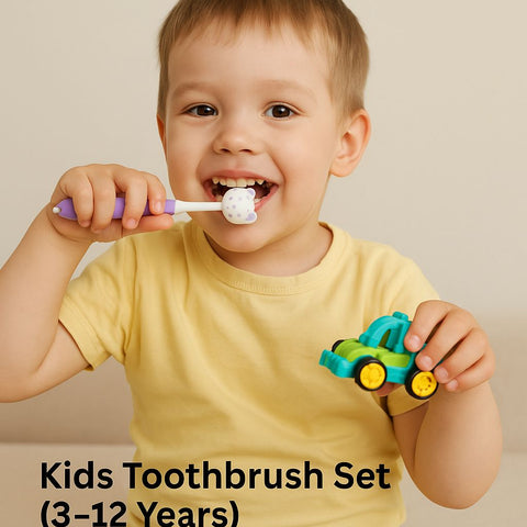 CHOFN Kids Toothbrush Set (3–12 Years) – Soft Bristles with Toy Car (Random Designs)
