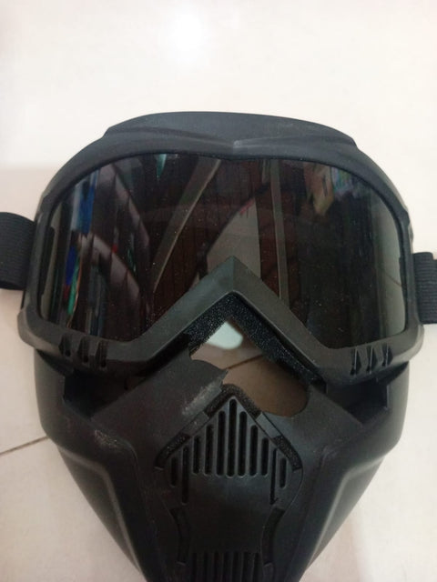 (NW000393) Motorcycle Goggles with Removable Full Face Mask Riding Glasses Dirt Bike ATV Motocross Detachable Eyewear (Random glass Shade)