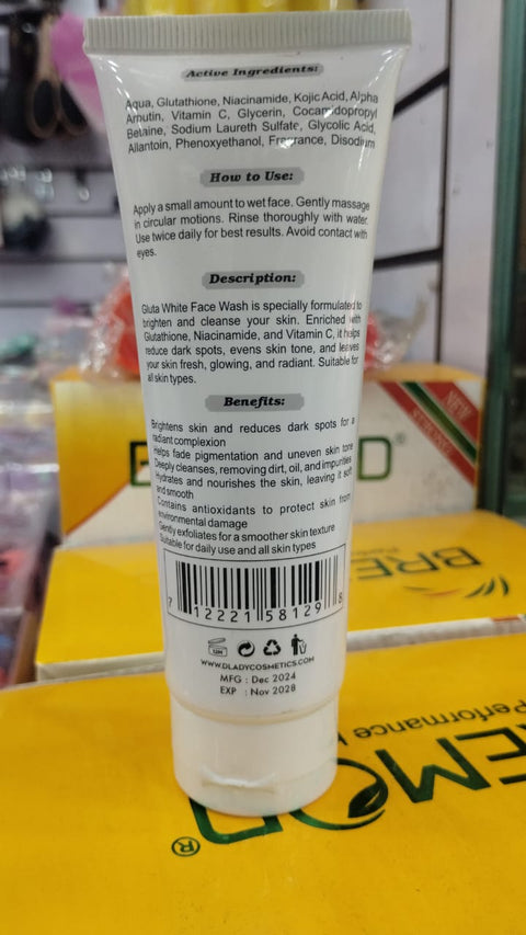 Gluta White Original Skin Whitening Face Wash – Brightening &amp; Hydrating Daily Cleanser 100g
