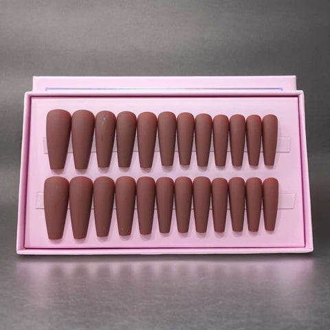 24 Pcs Matte Perfection – O.TWO.O Brown Nail Polish for a Luxe Look | Best Nails for women