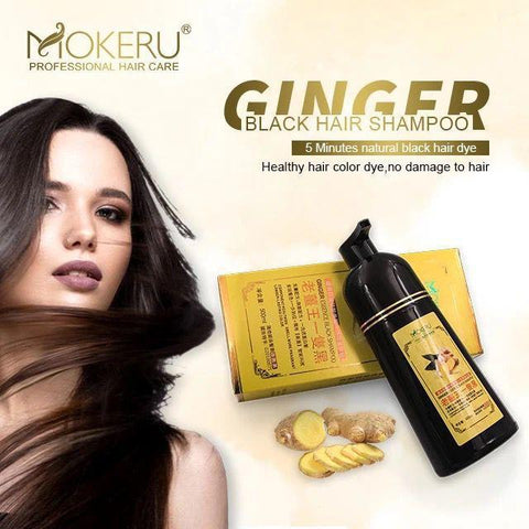 Ginger Extract Black Hair Dye Shampoo [200 ml] | Mokeru Ginger Black Hair Shampoo