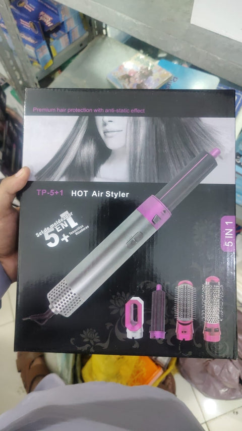 5 in 1 Electric Hair Dryer Brush | Blow Dryer Hair Comb Curling Wand Detachable Brush Kit Negative Ion Straightener Hair Curler ( random color)
