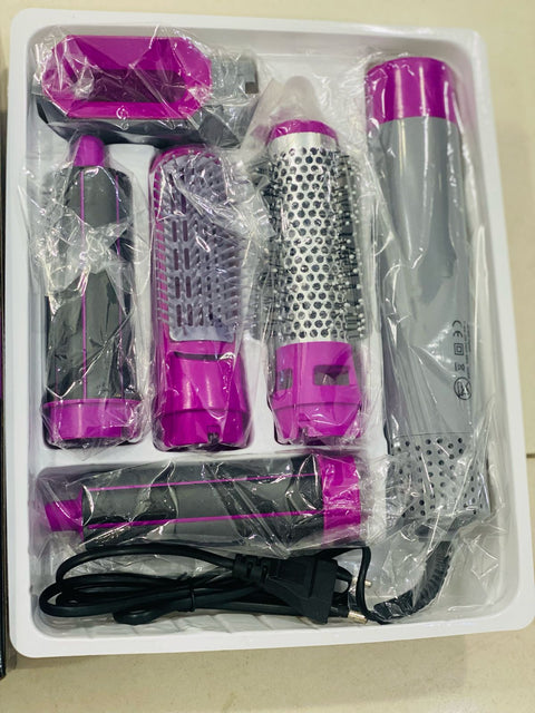 5 in 1 Electric Hair Dryer Brush | Blow Dryer Hair Comb Curling Wand Detachable Brush Kit Negative Ion Straightener Hair Curler ( random color)