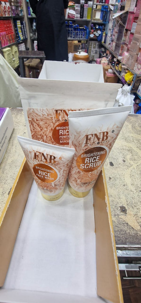 FNB Rice [3 in 1] Whitening Brightening Glow Kit | Home Facial For Best Skin for Girls and Women