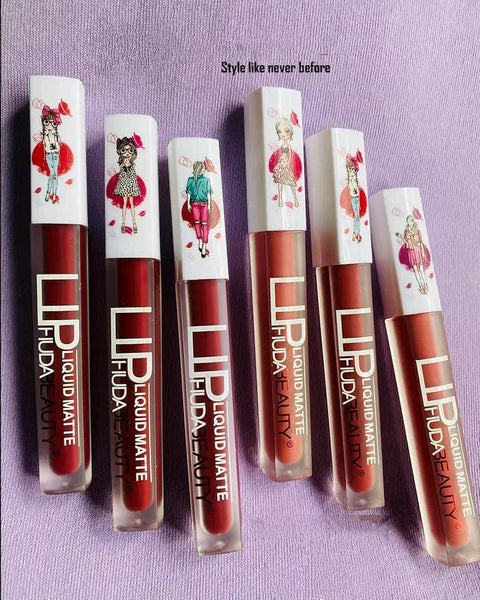 6 Pcs High Pigmented Matte Finish Lip Gloss - Multicolor Collection