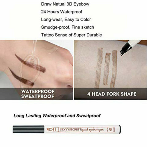 4 Tip Waterproof Eyebrow Pen | Waterproof Tattoo Tint Fine Sketch Liquid Eyebrow Pencil | Creates Natural Makeup Effect