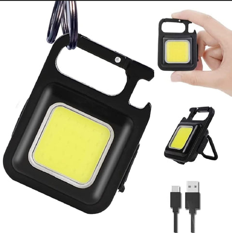 COB Small Flashlight, Keychain Work Light, USB Rechargeable, Mini LED Handheld t, 3 Light Modes Portable Pocket Light for Gift, Camping Emergency Fishing