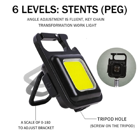 COB Small Flashlight, Keychain Work Light, USB Rechargeable, Mini LED Handheld t, 3 Light Modes Portable Pocket Light for Gift, Camping Emergency Fishing