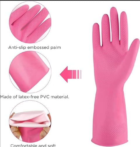1 Pair Cleaning Gloves Kitchen waterproof Dishwashing Gloves Rubber Kitchen Gloves Antibacterial Dish Gloves