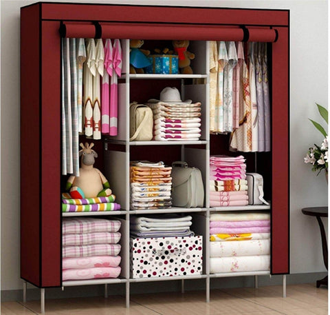 3 Door Fancy &amp; Portable Foldable Closet Wardrobe Storage Organizer with Shelves Foe Multi Purpose