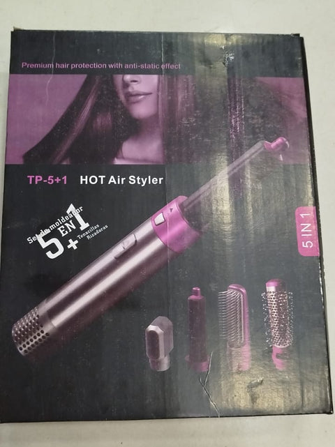 5 in 1 Electric Hair Dryer Brush | Blow Dryer Hair Comb Curling Wand Detachable Brush Kit Negative Ion Straightener Hair Curler ( Random Color)