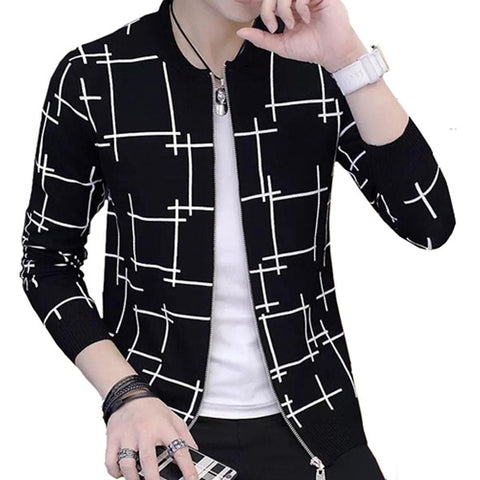 Fashionable &amp; Premium Quality - Stay Stylish with a Black Lining Printed Zipper Jacket, Featuring Trendy Design and Wash and Wear