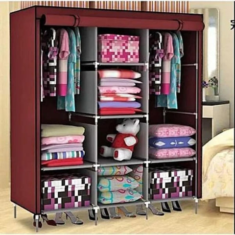 3 Door Fancy &amp; Portable Foldable Closet Wardrobe Storage Organizer with Shelves Foe Multi Purpose