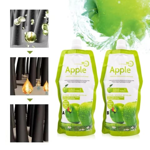 Apple Hair Color 96 Natural Black Cream [1000ML] [500ml + 500ml] | Vibrant Shine Best Choice