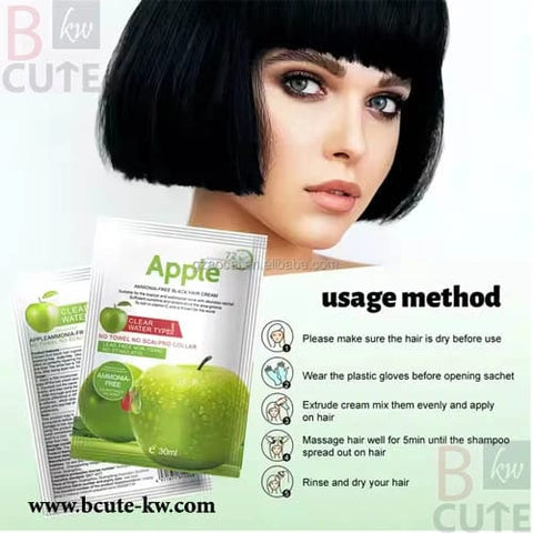 Apple Ammonia Free Black Hair Cream | 30ml x 10 pcs in Box