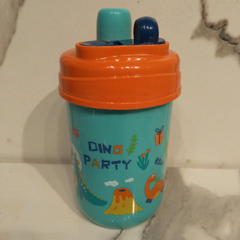 Dino Party Water Bottle for Kids – Cute Dinosaur-Themed Leak-Proof Drink Bottle with Straw Lid | BPA-Free, Durable &amp; Reusable Water Bottle for School, Travel, and Birthday Party Favors - Random Color