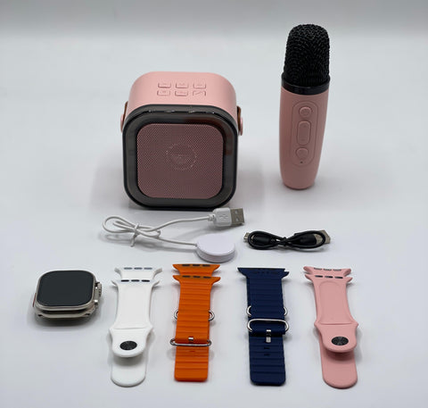 Crown K12 Watch &amp; Speaker Set - Best Quality Speaker Set &amp; Watch Set | Watch with Karaoke Speaker | Watch with 4 Multiple Random Color Straps