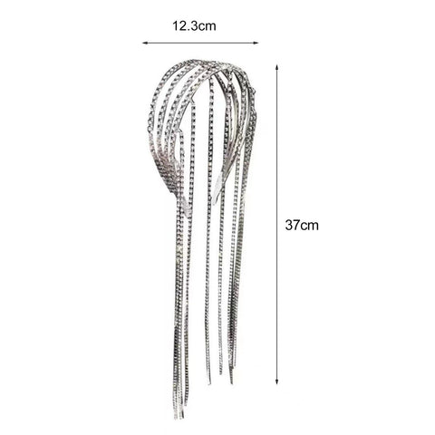 Full Rhinestone Long Tassel Headband For Women Multilayer Flashing Crystal Hairband Party Hair Accessories