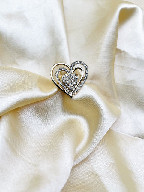 1 Piece Imported Radiant Double Heart Crystal Ring – A Love That Shines 💎❤️ | Best Quality Adjustable Ring | Ring For Girls &amp; Women