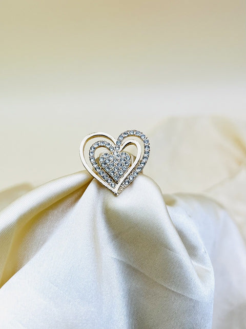 1 Piece Imported Radiant Double Heart Crystal Ring – A Love That Shines 💎❤️ | Best Quality Adjustable Ring | Ring For Girls &amp; Women
